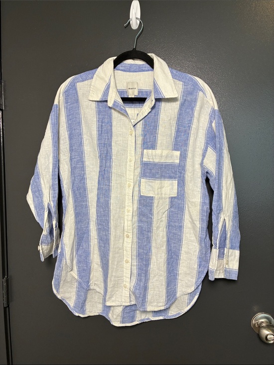 Maeve Tops - NWT Maeve Bennet Blue White Stripe Linen Cotton Shirt Sz S